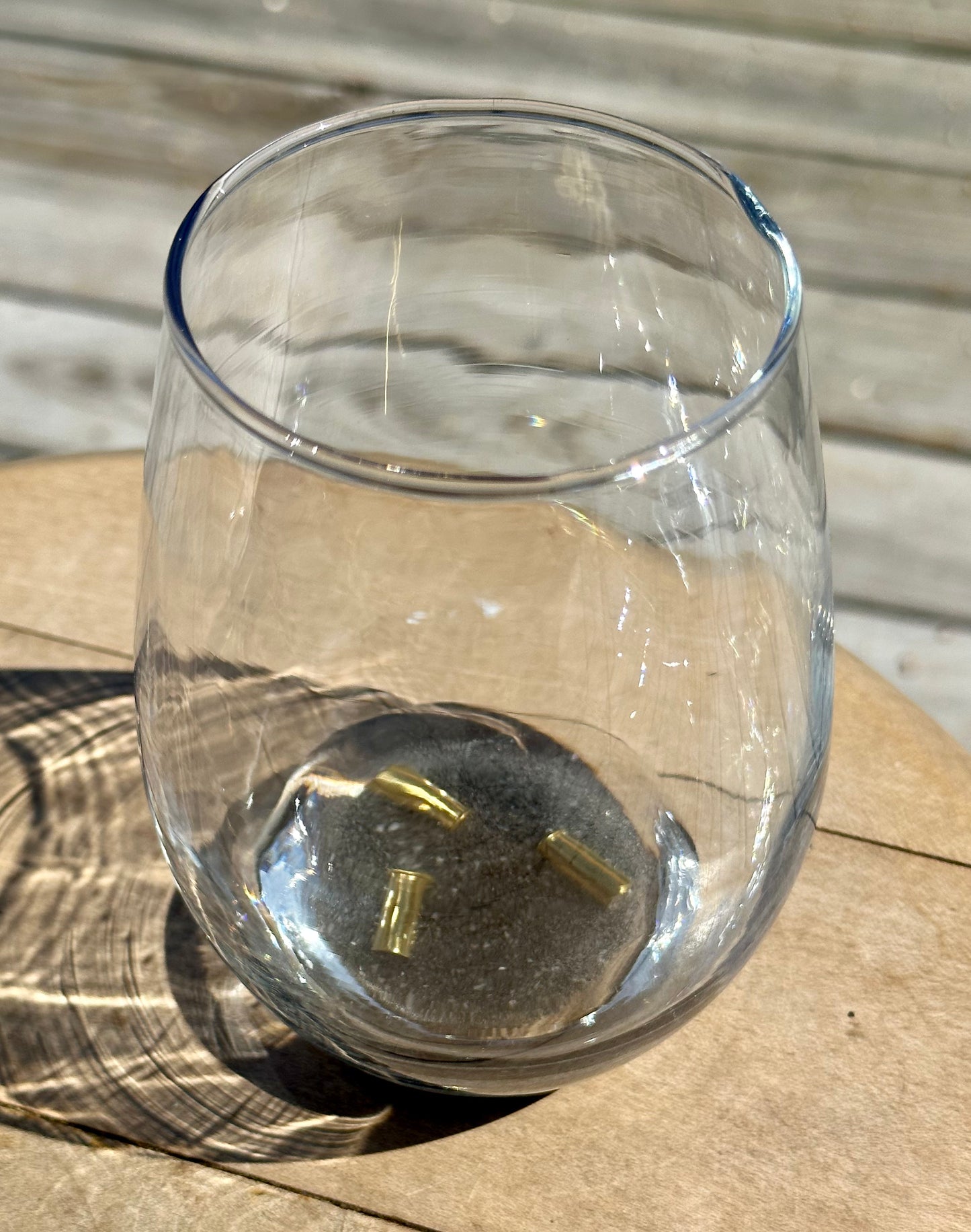 Black Sand with 22 shell casings Wine Glass